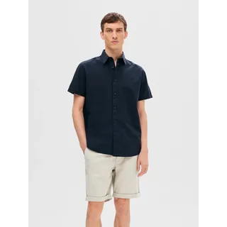 SELECTED HOMME Kurzarmhemd »SLHREG-SUN SHIRT SS NOOS«, mit Leinen, blau