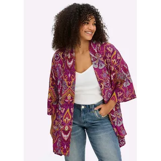 Blusenjacke SHEEGO BY JOE BROWNS, Damen, Gr. 56/58, magenta, lila, gemustert, 100% Viskose, Jacken Blusenjacke