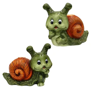 Dekohelden24 Keramik Schnecke/Dekoschnecke, 2er Set, Gartendeko, Maße ca. 20 x 10 x 15,5 cm