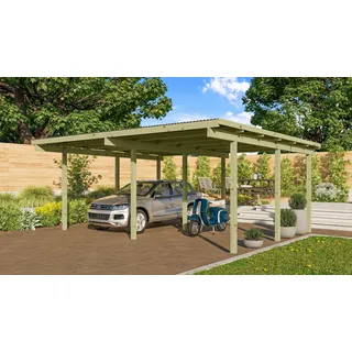 Karibu Doppelcarport Eco 5,27 x 3,87 m braun inkl. PVC Dach