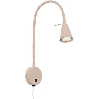 BRILONER - LED Leselampe mit Schalter am Gehäuse, schwenkbar, GU10 4,7W 400lm, warmweißes Licht, Wandleuchte Innen, Wandlampe, Bettlampe, Lampe Bett, Leselicht, Nachttischlampe, 8 x 45 cm, Beige
