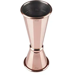 Buddy ́s Bar - Barmaß, 2,5 cl / 5 cl Doppelmaß, Innenmaße 1,5 cl / 3,5 cl, hochwertiges Barmaß, lebensmittelecht, Jigger zum Abmessen von Zutaten für Cocktails, Kupfer poliert
