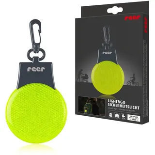 Reer Light&Go Sicherheitslicht, für Kinder, LED Blinklicht Dauerlicht Anhänger für Schulranzen, Kinderwagen und co