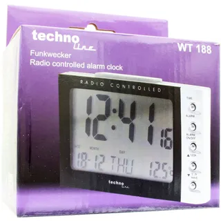 WT188 schwarz Funkwecker für 2x AA Mignon, jedoch Batterien nicht enthalten