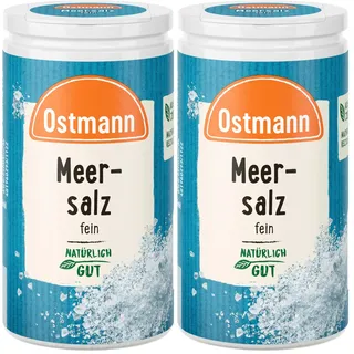 Ostmann Gewürze - Meersalz fein | Salzstreuer zum Nachwürzen bei Tisch | Mit praktischem Streuaufsatz | 90 g in der Streudose (Packung mit 2)