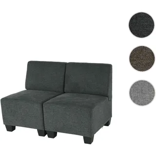Modular 2-Sitzer Sofa Couch Lyon, Stoff/Textil ~ anthrazit-grau, ohne Armlehnen