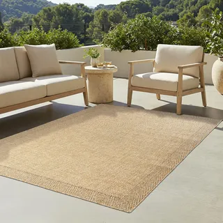 Tapiso Teppich YUCANA Outdoor Beige Balkon UV-beständig 80 x 150 cm - Beige