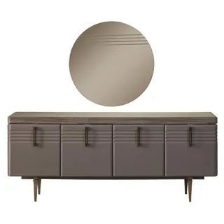 Sideboard Anrichte Grau Schrank Spiegel Kommode Holz Garnitur Kommode