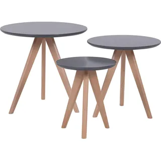 BELIANI Couchtisch 3er Set Grau Braun MDF Tischplatte Rund Modern - Grau, Braun