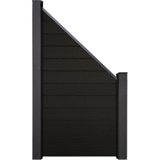 Bild von Solid Steckzaun Schräg schmal 90 cm x 180/90 cm Schwarz