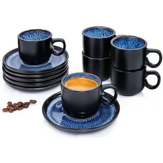 Sänger Espressotassen SET Aruba - 12 teilig aus Steingut , Blau , Keramik , kratzfest , Geschirr, Tassen, Espressotassen
