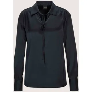 Langarmbluse MADELEINE "Bluse Elegante Bluse mit V-Ausschnitt", Damen, Gr. 46, blau (marine), Obermaterial: 95% Viskose CV. 5% Elasthan EL., Modern, V-Ausschnitt, Blusen Langarmbluse, Mit Hemdkragen