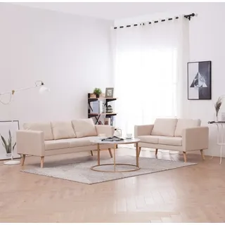 vidaXL 2 tlg. Sofagarnitur Stoff Cremeweiß - Sofa - Sofas - Sofagarnitur - Sofagarnituren - Beige