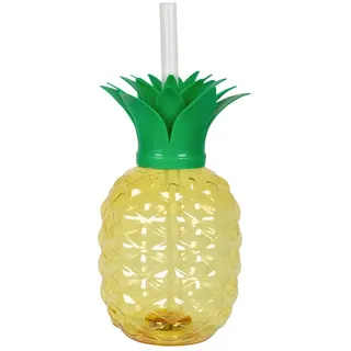 Boland - LED Becher Ananas | Trinkbecher mit Strohhalm für Party oder Gartenfeier, wiederverwendbares Partygeschirr
