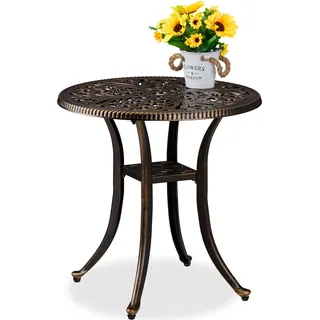 Relaxdays Gartentisch Ø 53 x 53 cm schwarz/Bronze