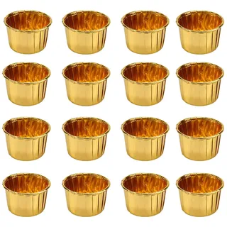 50 Stück Muffinform Gold, Mini Muffins Papierförmchen, Cupcake Muffin Förmchen aus Aluminiumfolie, Cupcake Formen Gold, Einweg-Backbecher, für Weihnachten, Hochzeit, Geburtstagsfeier