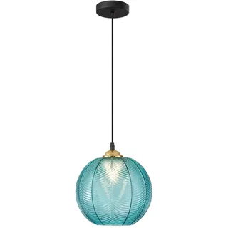 KCO Pendelleuchte Einzeln Glas,Modern Lampe Wohnzimmer Hängeleuchte Blau für Villa Treppe Wohzimmer Esszimmer Schlafzimmer