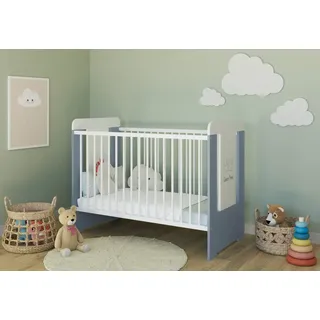 Kids Collective Babybett Gitterbett mit Kleiner Prinz Gravur 60x120 höhenverstellbar | herausnehmbare Sprossen weiss pink Mädchen Europe - Blau