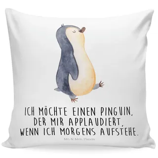 Mr. & Mrs. Panda 40x40 Kissen Pinguin marschieren - Geschenk, Kissenhülle, Kissenbezüge, Dekokissen, Bruder, Langschläfer, Dekokissen 40x40,