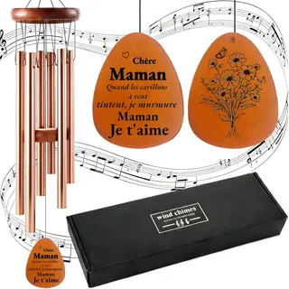 Geschenk für Mama/Mutter Muttertagsgeschenk Windspiele aus Roségold für Draußen Hängend 6 Rohre Windspiel Metall Klangspiel Garten Glockenspiel Hängend Wind Chimes für Garten/Draußen Mama Geschenk