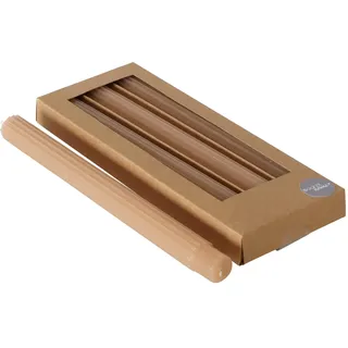 Boltze Stabkerze Classic (4-tlg., beige, 25 cm, aus Wachs, geriffelte Oberfläche, klassisches Design, Stabkerze, Kerze, beige Kerze, Deko) 2040793