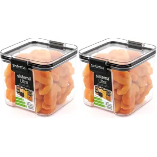 Sistema Ultra Tritan luftdichtes Frischhaltedose | 700 ml Vorratsdose mit Deckel | stapelbar | BPA-frei, Weiß/Grau (Packung mit 2)