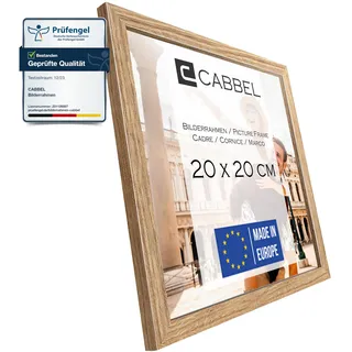 CABBEL Bilderrahmen 20x20 cm, Eiche, stabiles MDF-Holz Rahmen, bruchsicherem Plexi-Glas, zum Aufhängen & Aufstellen, ideal für Fotos/Bilder/Collage