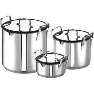 ROHE-Germany Topfset Tiny Marco, Compact-Set 3 tlg., Edelstahl, Stapelbar Silber