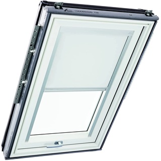 Original Roto Verdunkelungsrollo ZRV Nahezu vollständige Verdunkelung Führungsschiene Silber Für Roto Dachfenster der Baureihe Designo R6/R8, i8 und Classic 64/84 mit Größe 074/118 | 07/11 Farbe Weiß