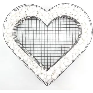Herz Gitter Grabschmuck Grabgestaltung Gartendekoration mit Buntsteinen Glassteinen Natursteinen Füllart: Natursteine Farbe Steine: Carrara