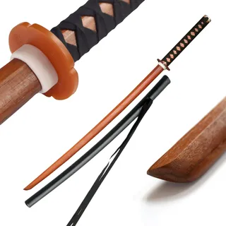 DEPICE Set Bokken Hartholz Seilgriff inkl. Saya uni, natur