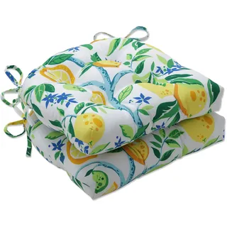 Pillow Perfect Outdoor | Indoor Lemon Tree Yellow Stuhlkissen, groß, 2 Stück, gelb, 17 X 17.5 X 4, 2
