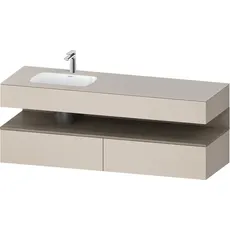 Duravit Qatego Einbauwaschtisch mit Konsolenwaschtischunterbau, 1600x550x600mm, Nische Eiche Terra, Becken links, QA4795035, Farbe: Taupe Matt