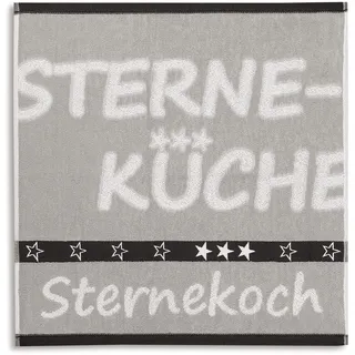 KRACHT, Geschirrtuch Frottier, Sternekoch, grau, Format 50/50, 100% Baumwolle