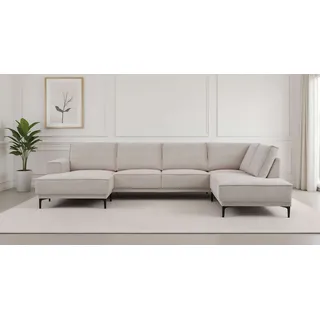 otto home »XXL Sofa Oland, Struktur, Flachgewebe, Luxus-Microfaser, Boucle« U-Form, 345 cm, Wellenunterfederung, Skandi-Design, Metallfüße