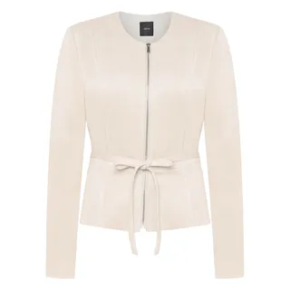 Jackenblazer ZERO "Blazer-Jacke in Lederoptik", Damen, Gr. 44, weiß (french oak), Obermaterial: 95% Polyester PES. 5% Elasthan EL., Blazer Jackenblazer