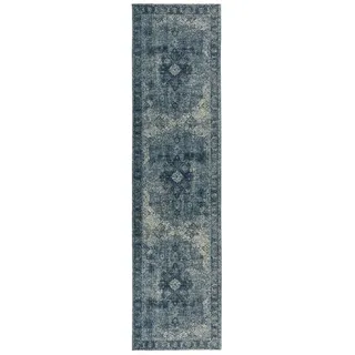 Flair Rugs Läufer , Blau , Textil , Vintage , rechteckig , 60x230 cm , Reach, AZO-frei , für Fußbodenheizung geeignet, pflegeleicht , Teppiche und Böden, Teppiche, Teppichläufer, Läufer