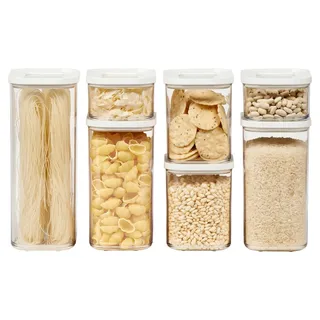 Mepal 7-teiliges Set Vorratsdosen mit Deckel - Lebensmittelbehälter Rechteckige - Küchenorganizer aus Kunststoff - Vorratsbehälter Luftdicht - 1x 2000 ml, 2x 1500 ml, 2x 1000 ml & 2x 425 ml - White