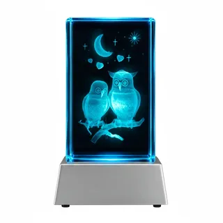 Kaltner Präsente Stimmungslicht - Das perfekte Geschenk: LED Kerze/Kristall Glasblock / 3D-Laser-Gravur/Eulen Nachtlicht, Ich Liebe Dich Geschenke für Frauen, Jahrestag, Hochzeitstag, Valentinstag