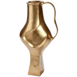 Gilde Vase Antigua mit Henkel", goldfarben, B:18cm H:34cm T:10cm, Aluminium, Vasen, Tischvase