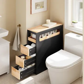 SoBuy Nischenregal mit 3 Schubladen 0 x 0 x 0 cm Schwarz