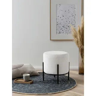 SalesFever Polsterhocker rund 35 x 38 x 35 cm Beige/Schwarz