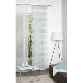 BB-Toy-Trades Schiebevorhang Vorhang Gardine Fensterschal Flächenvorhang Schiebegardine mit Querstreifen und Paneelwagen 60 x 245 cm in Mint Blau