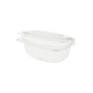 Greenbox Feinkostschalen, PLA, rechteckig, Transparente Schalen mit praktischem Klappdeckel, 1 Packung = 50 Stück, Fassungsvermögen: 500 ml
