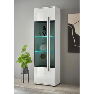 INOSIGN Vitrine »Cantara, Vitrinenschrank in Eiche Evoke oder weiß, Standvitrine« schwarzer Stangengriff, ausreichend Stauraum, vielseitig einsetzbar, weiß