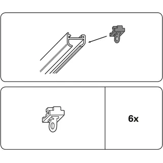 GARDINIA Feststeller für Aluminiumschienen 13 mm und Aluminium-Vorhangschienen, Zwischenfeststeller für Gardinenschienen, Kunststoff, Schwarz, Serie Alu-VHS Set Lucy, 6 Stück