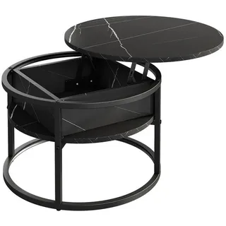 Vicco Couchtisch Marlo, Schwarz/Marmor-Weiß, 57 x 57 cm,