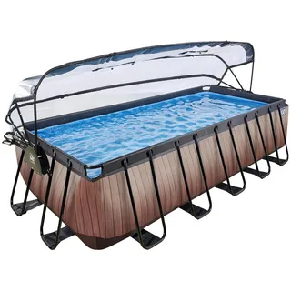 EXIT TOYS EXIT Wood Pool Braun 540 x 250 x 122 cm inkl. Sandfilterpumpe und Abdeckung