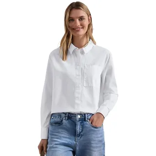 Street One Langarm Bluse mit Hemdkragen aus Twill White 36