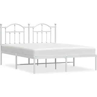 vidaXL Bettgestell mit Kopfteil Metall Weiß 140x200 cm - Weiß